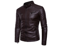 Fasst-chaqueta De Cuero Moto Hombre S-3xl Ajuste Slim Cremallera Sin Capucha Tipo Pu