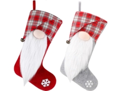 Omni-zapatos De Navidad Gonk De Peluche Para Adornos De Árbol Y Chimenea, 2 Piezas Rojo-gris, Regalos Para Mascotas