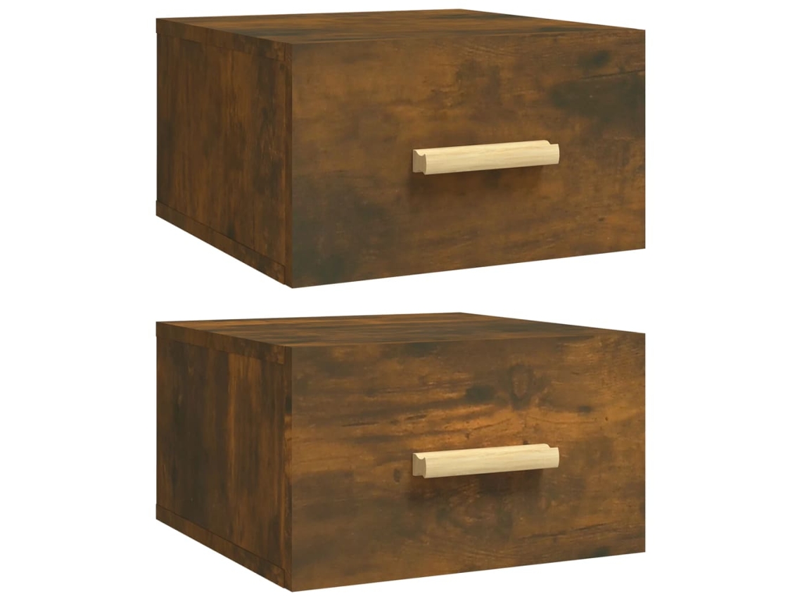 Conjunto 2 Mesita De Noche De Pared VIDAXL Marrón Madera contrachapada (35x35x20 cm )