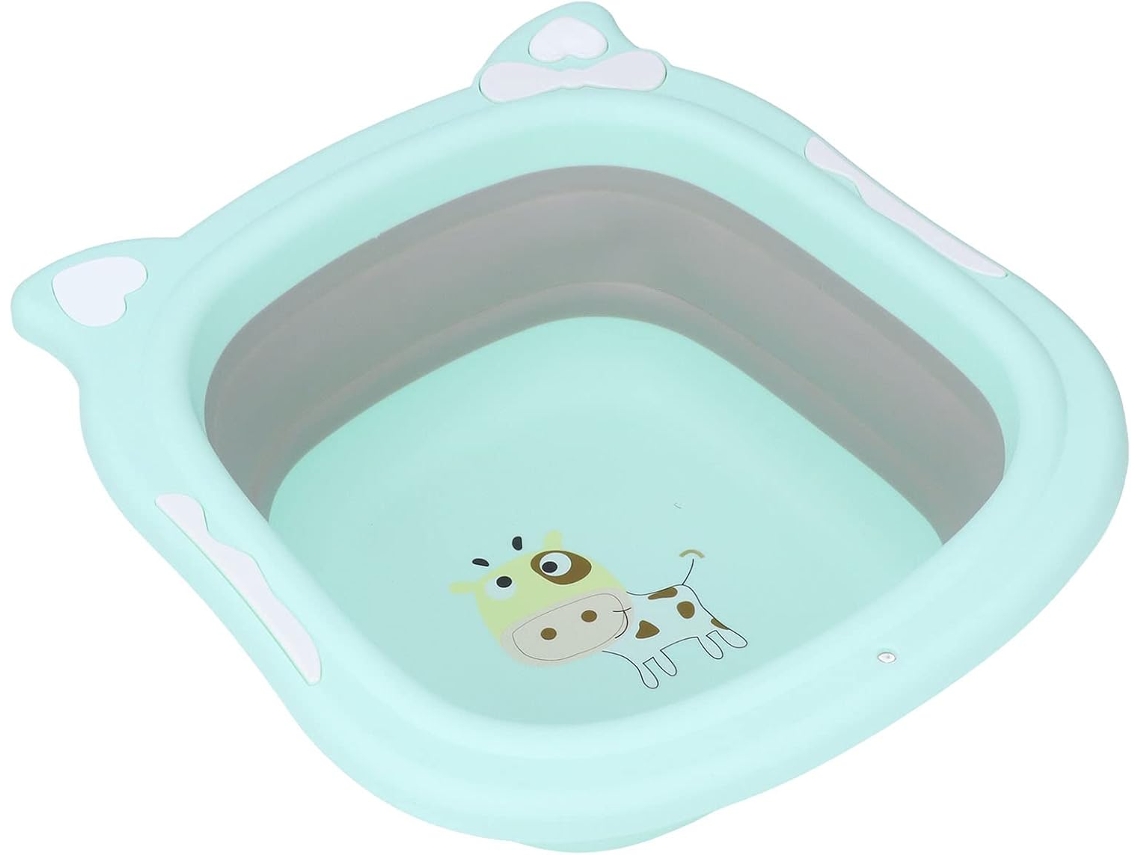 Lavabo Portátil Plegable Para Bebés: Lavabo Con Estampado De Dibujos Animados Verdes Para