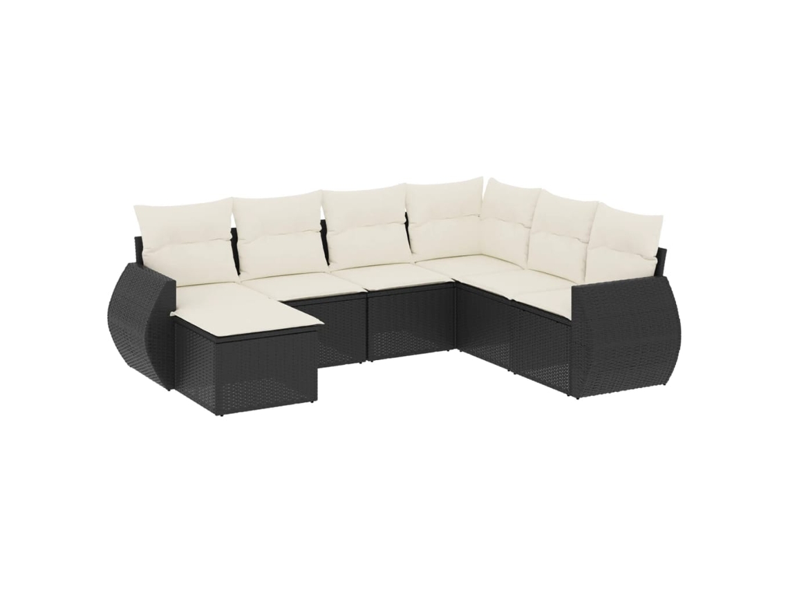Maison Exclusive - Set De Comedor De Jardín 7 Pzas Y Cojines Ratán Sintético Negro