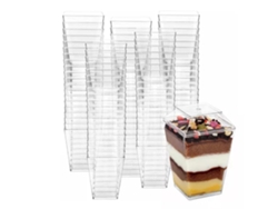 Copas De Postre Transparentes Con Tapa Reutilizables Trapezoidales Para Fruta Helado Parfait Aperitivo Fáciles De Limpiar