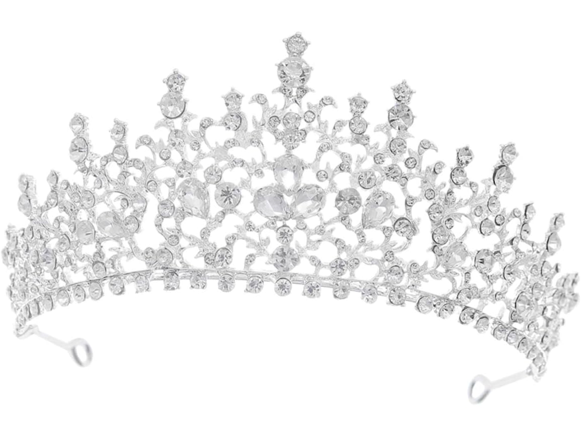 Coroa Elegante De Strass Nuobesty Para Casamentos E Festas, Tiara Decorativa De Metal Prateado Com Cristais.