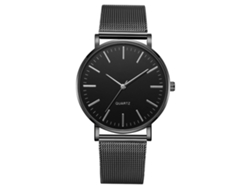 Elegante Reloj De Pulsera Para Hombre Con Movimiento De Cuarzo, Manecillas Plateadas, Caja Negra Y Esfera Negra.