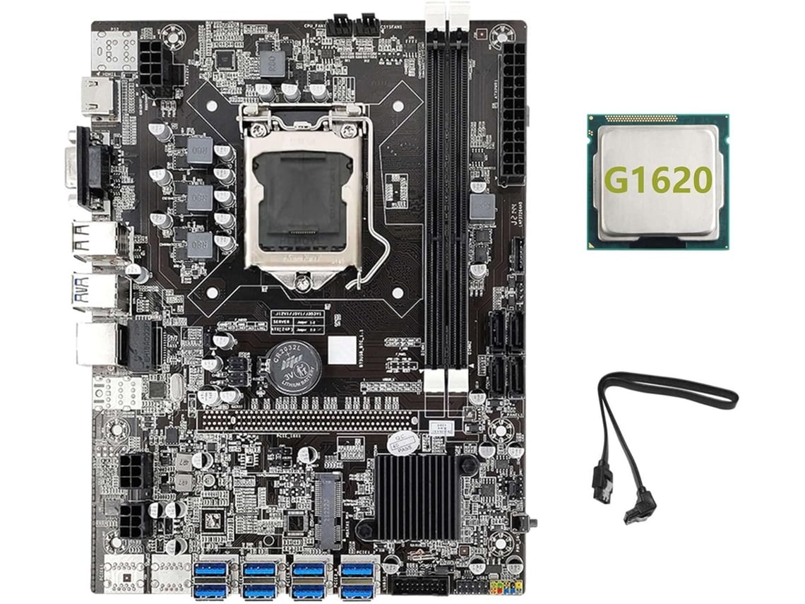 Placa Base B75 Para Minería De Eth Con Adaptador Usb 8xpcie + Cpu G1620 + Cable Btc Lga1155 Msata Ddr3