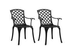 Sillas de jardín de aluminio fundido negro de 2 piezas DKD Home Decor