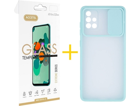 Carcasa + Protector de Pantalla para Samsung Galaxy A71 ACCETEL Verde Agua
