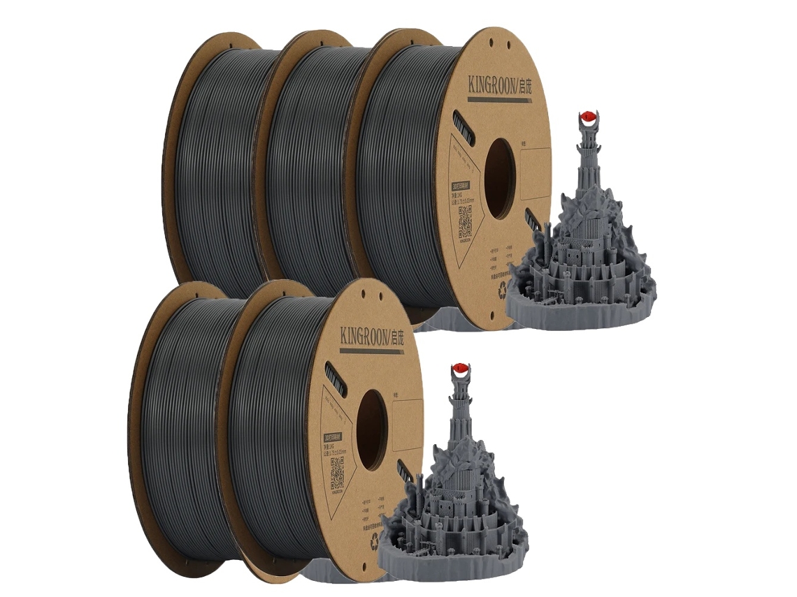 Filamento para impresora 3D, diámetro de 1,75 mm, sin burbujas, 5 rollos, gris OEM