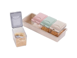 2026da-caja De Sazonador De Plástico Con Cuchara, Recipientes Independientes, Tapa Bisagra, Diseño Transparente, Seguro Y Saludable