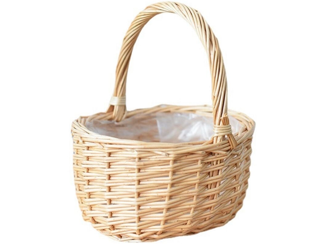 Cesta de mimbre para flores, cesta de mano para arreglos florales, cesta tejida para huevos, cesta de almacenamiento