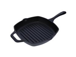 Sartén Grill Hierro Fundido Curado Inducción 25x25cm, Apta Fuego, Barbacoa, Cast Iron Skillet, Vic-38571, Victoria
