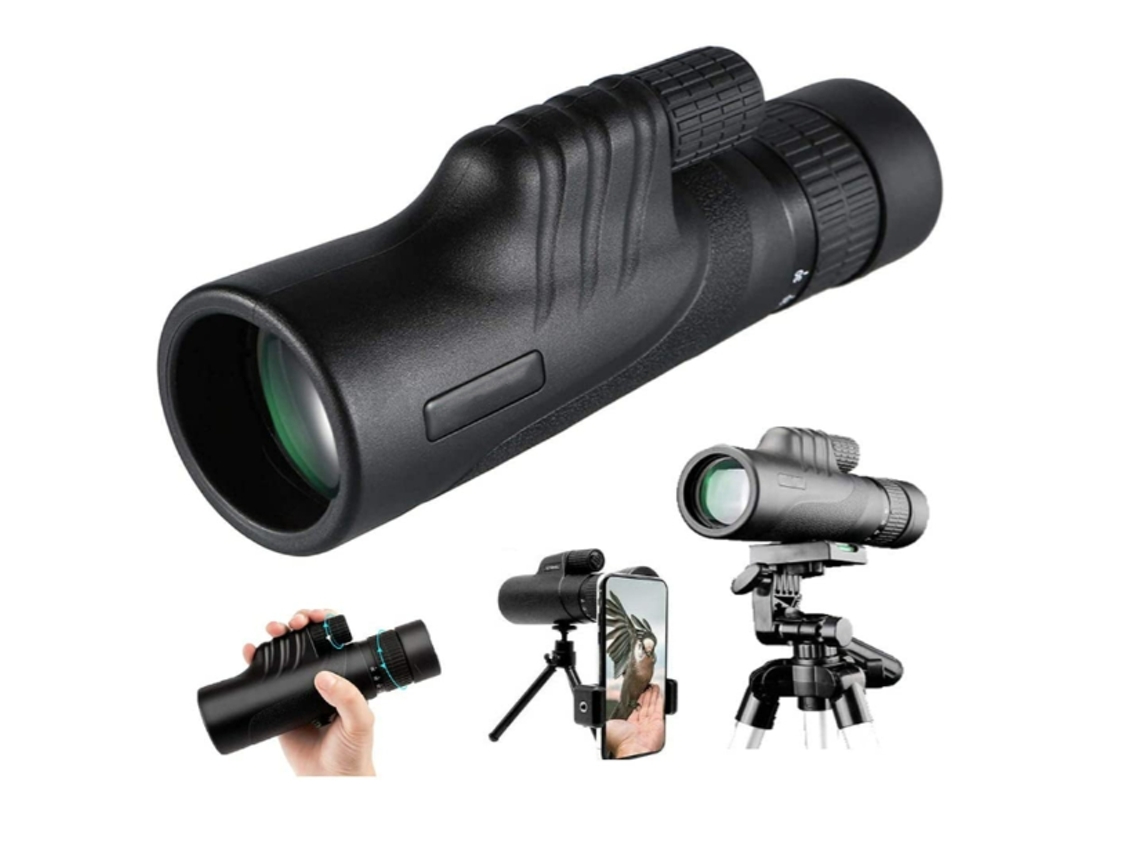 Telescopio monocular de prisma de alta potencia con visión nocturna de baja intensidad, zoom HD de 10x30x42, impermeable, compacto de bolsillo, Yizhood (negro)
