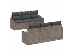 Conjunto de sofá de jardín de 7 piezas de mimbre gris EXCLUSIVO DE LA CASA