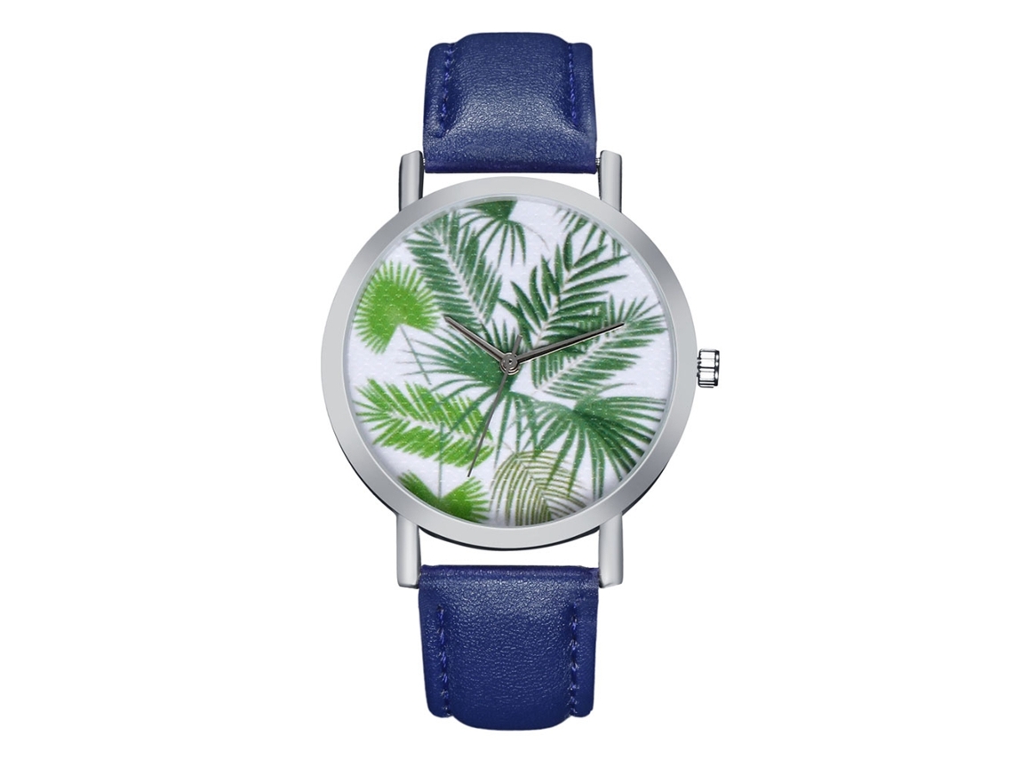 Reloj De Cuarzo Con Correa De Cuero, 3 Manecillas, Estilo Sencillo Y Moderno Para Mujer (azul)