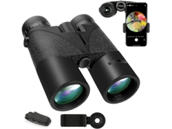 Binoculares 12x42 IP68 antivibración Bak4 Prism FMC compactos para observación de aves, caza y senderismo, color negro Bestvite