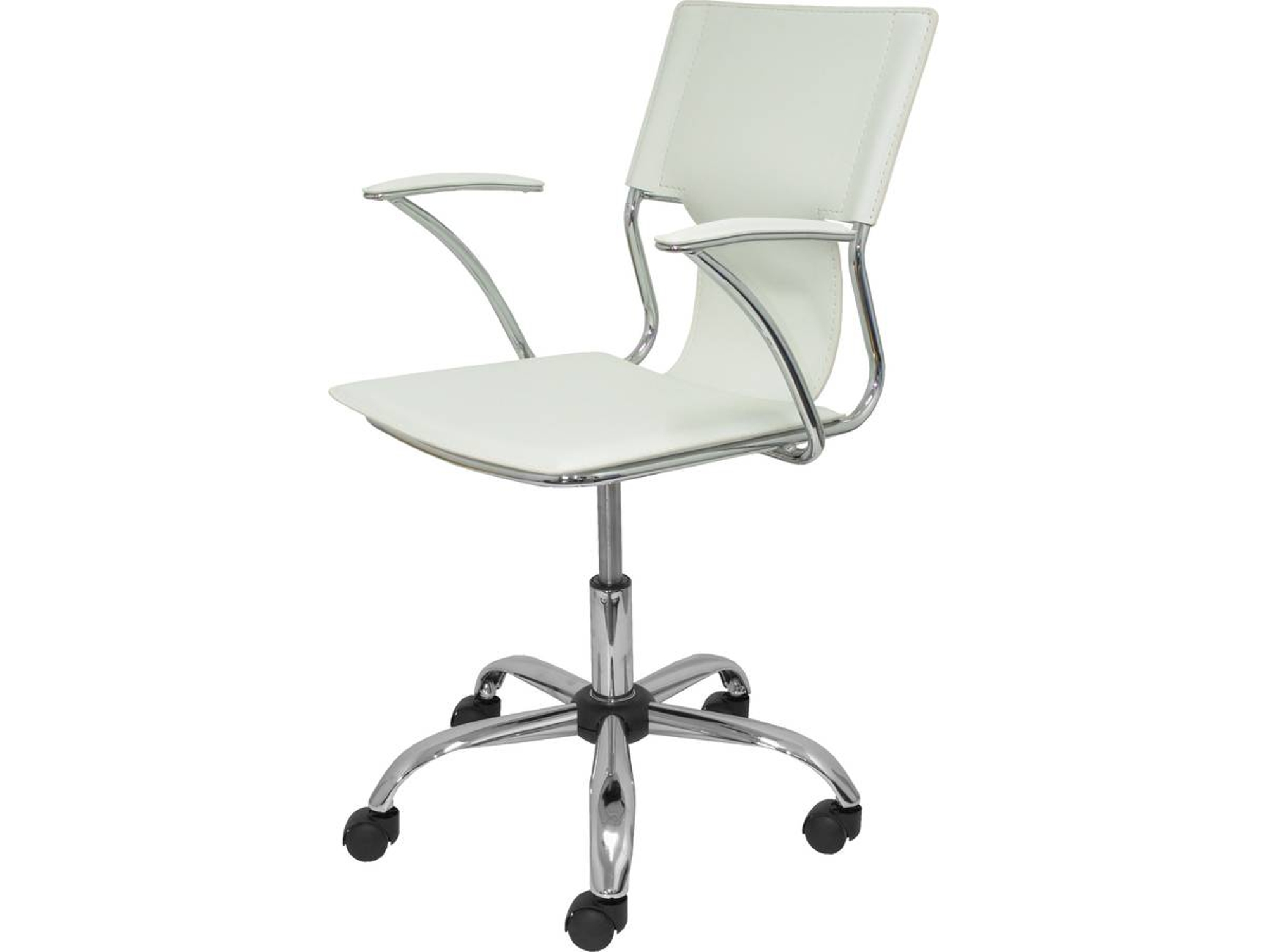 Silla de Escritorio Operativa PYC Bogarra Blanco (Brazos Fijos - Piel sintética)