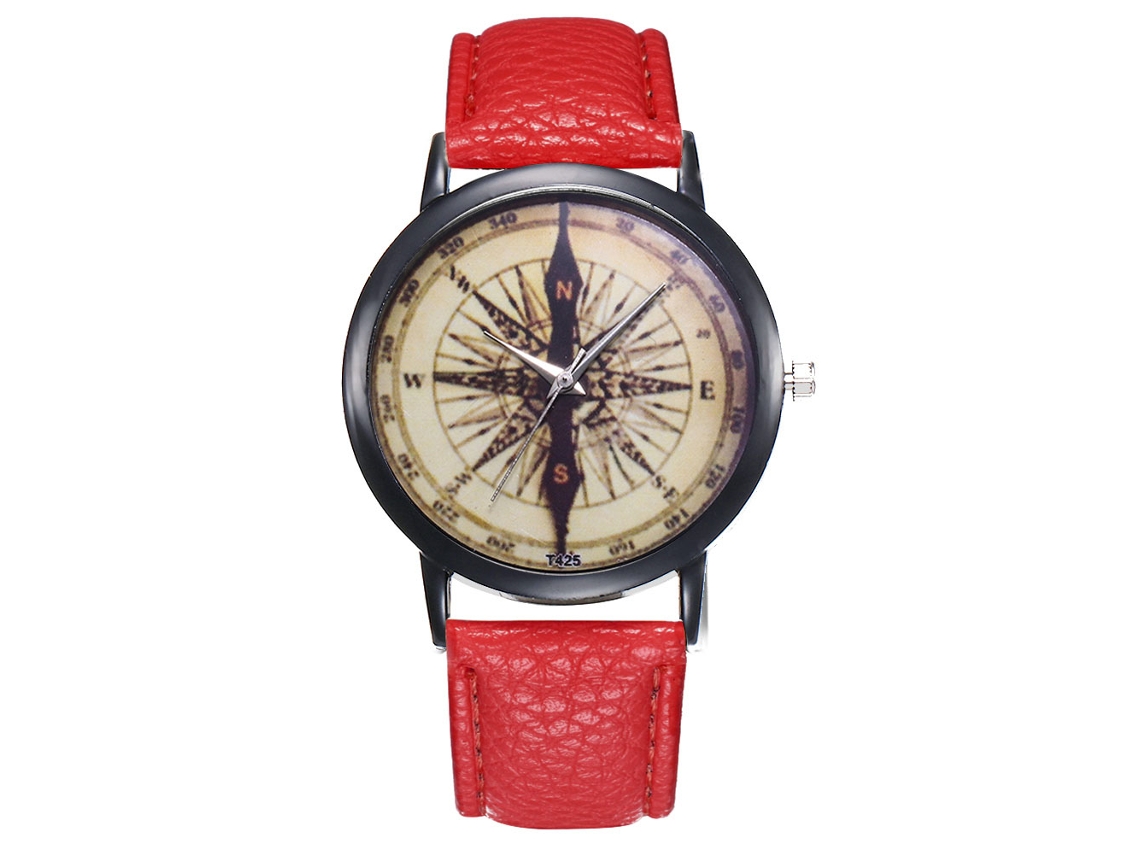 Reloj Hombre De Cuarzo Con Correa De Pu Dial Redondo Moda T425 (rojo)