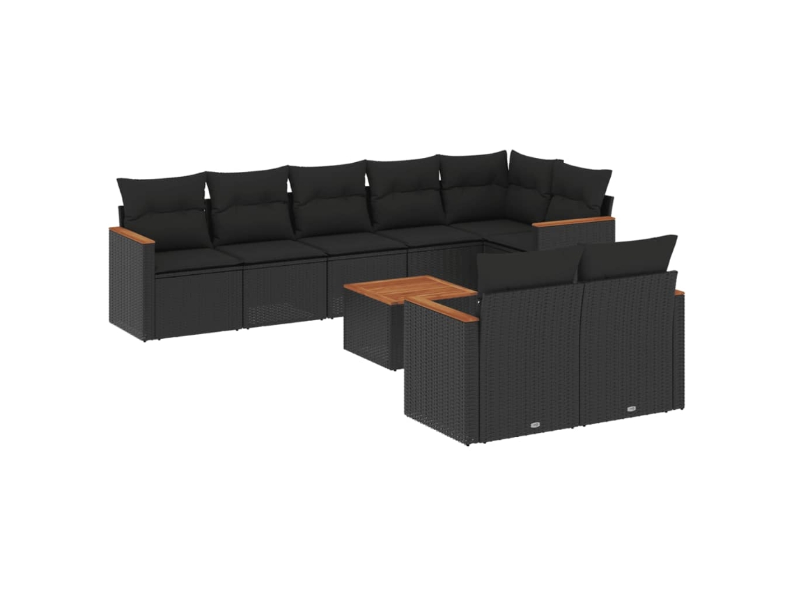 Maison Exclusive - Set De Sofás De Jardín 8 Piezas Y Cojines Ratán Sintético Negro
