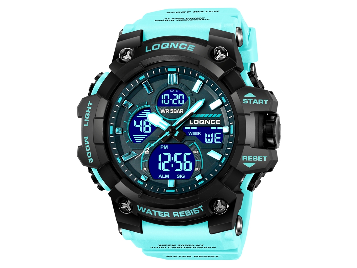 Reloj Deportivo De Esfera Grande (azul Lago), Cronógrafo Multifunción Electrónico Luminoso.