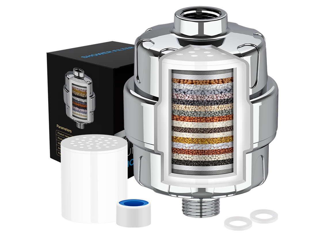 Filtro de ducha de 20 etapas, purificador de agua dura, elimina eficazmente el cloro residual, las impurezas y los metales pesados.