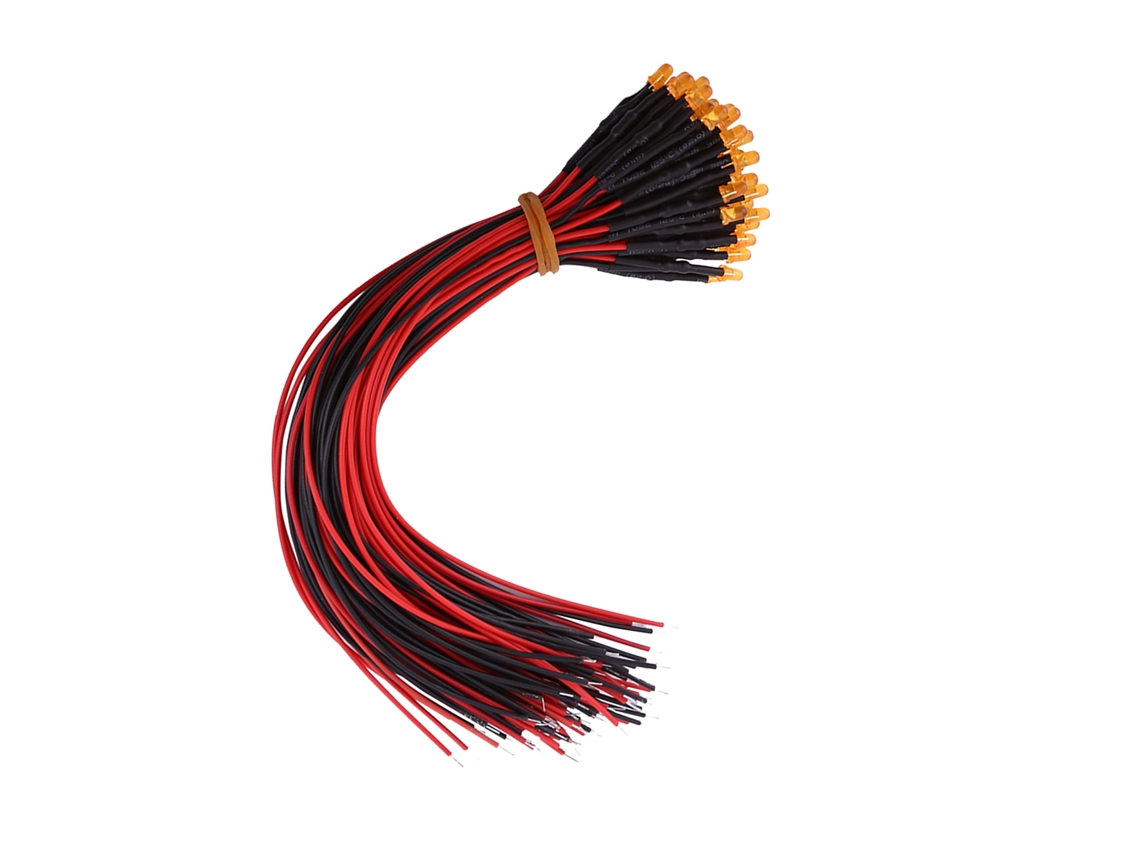 50 Piezas Diodos Led Pre Cableados Dc12v Difusos 3mm Color Naranja Luz Multicolor