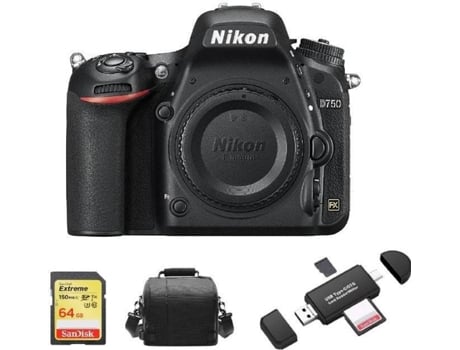 Kit Cámara Réflex NIKON D750 Corpo + Tarjeta SD de 64GB + Funda para cámara + Lector de Tarjeta de memória
