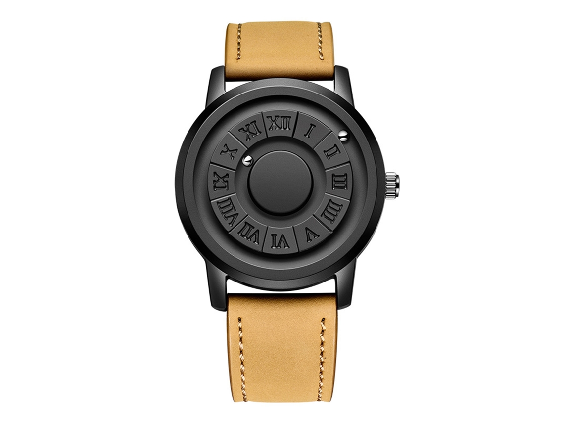 Reloj De Cuarzo Para Hombre Con Manecillas Magnéticas Y Correa De Cuero Marrón/negra.