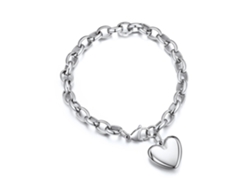 Pulsera De Acero Inoxidable Cuenta Con Un Colgante De Corazón Ajustable. Su Bonito Diseño La Convierte En El Regalo Perfecto Para El Anivers