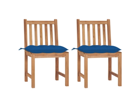 Conjunto 2 Silla de exterior VIDAXL Azul Teca (50x53x90 cm)