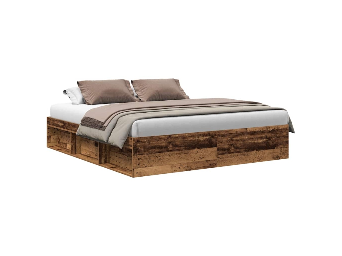 Maison Exclusive - Estructura De Cama Sin Colchón Madera Envejecida 200x200 Cm
