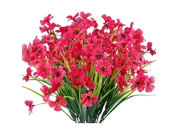 12 Ramos De Flores Artificiales De Plástico Resistentes A Los Rayos Uv Para Decoración De Jardín/balcón (rojo/rosa)