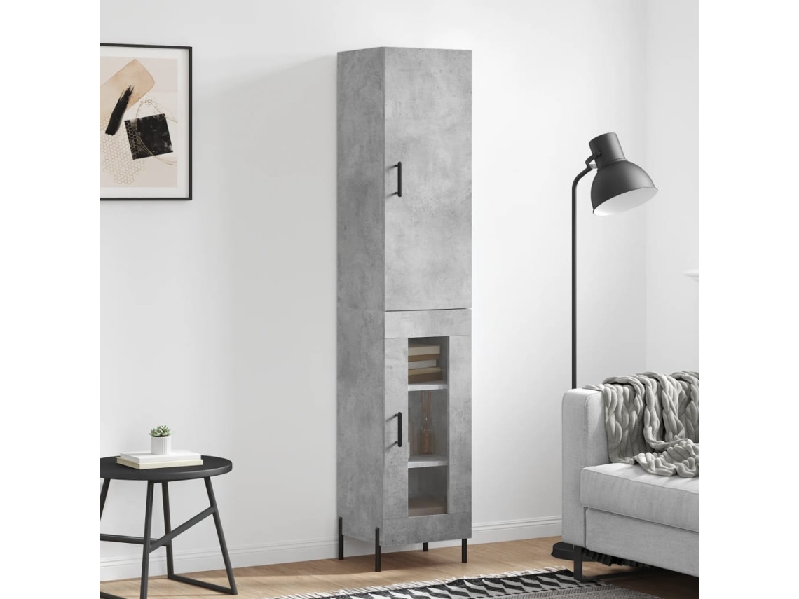 Aparador De Madera Contrachapada Gris Hormigón 34,5x34x180 Cm
