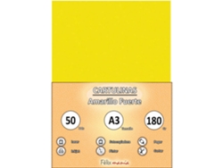 Cardboard 180Gr A3 Hojas De Color Amarillo Brillante 50