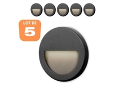 Conjunto de 5 paredes LED VEKTAB2 Round Black 3W 3000K IP65 BRAYTRON
