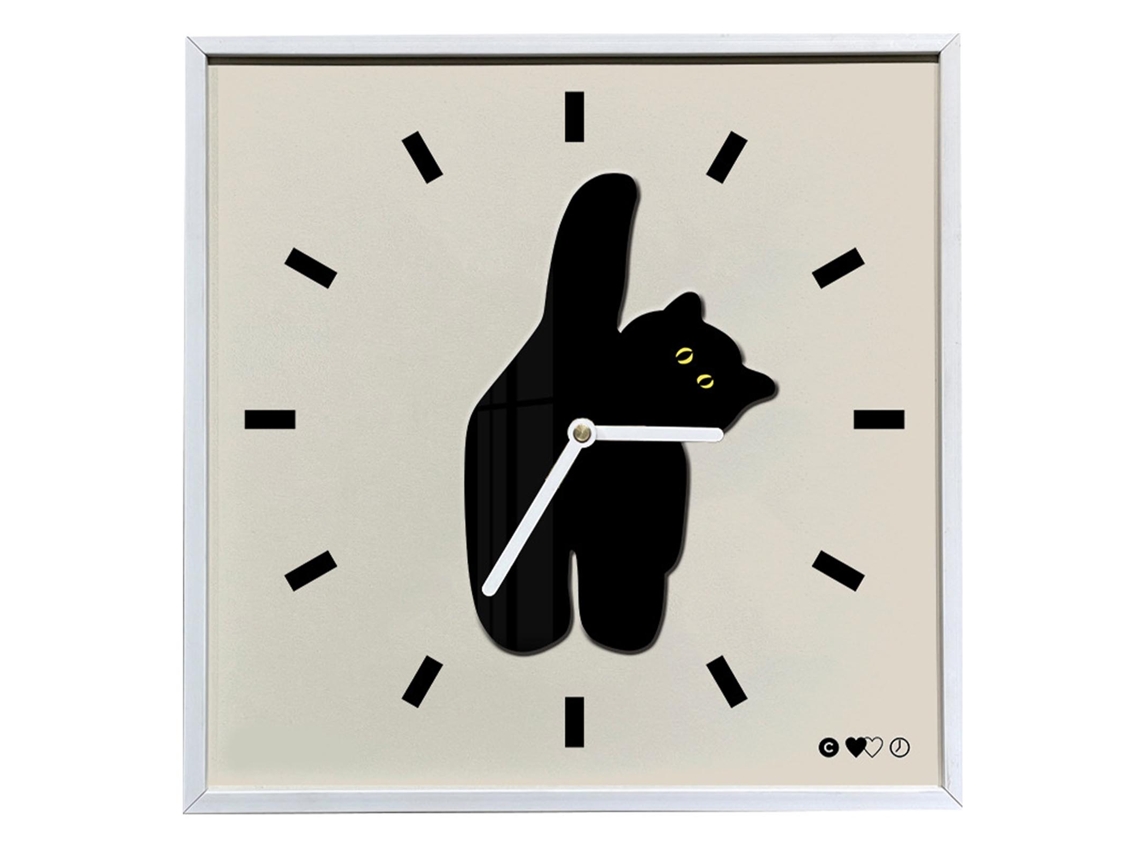 Reloj de pared Baok, innovador, de estilo nórdico, con un adorable estampado de gatito, silencioso, para salón, cocina y dormitorio, 30x30cm