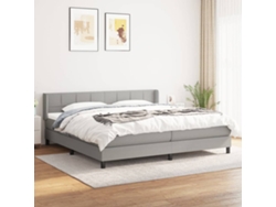 Cama Box Spring Con Colchón Tela Gris Claro 200x200 Cm