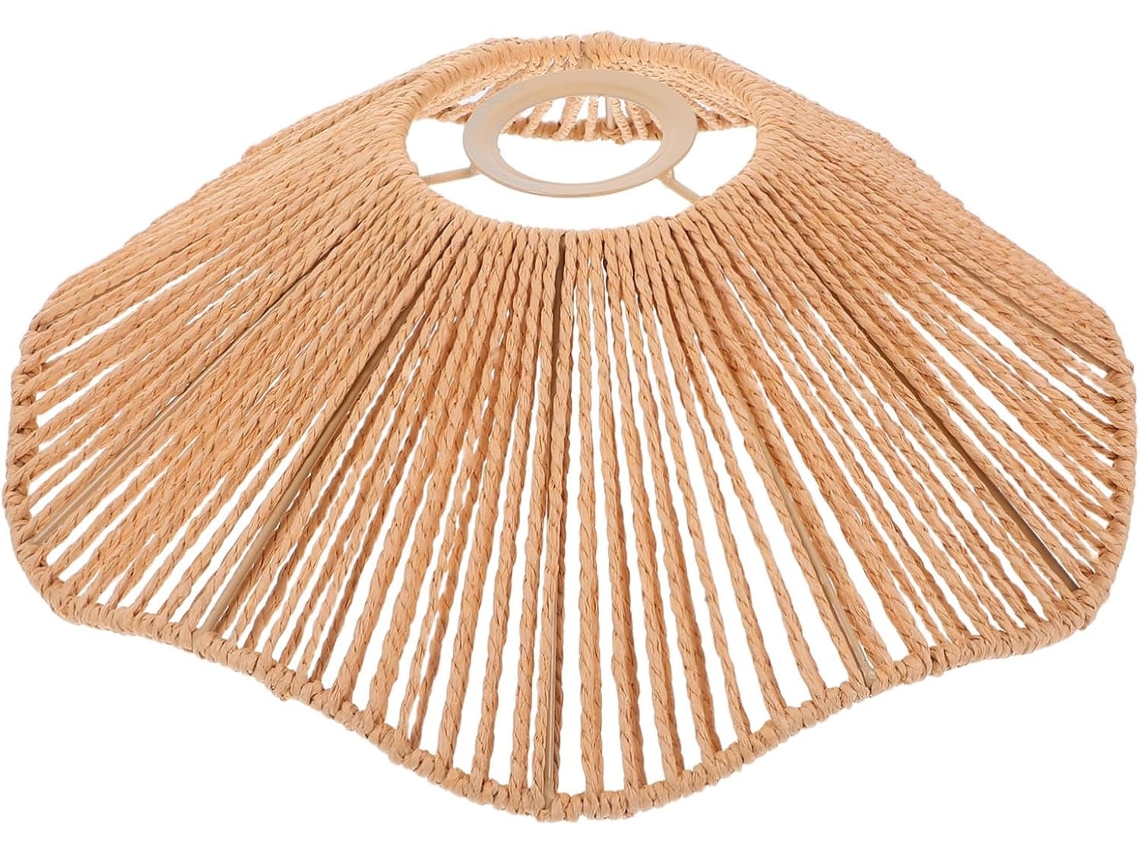 Pantalla De Lámpara De Mesa Sencilla Con Diseño Simple, Estilo Retro, Tejida A Mano Con Cuerda.