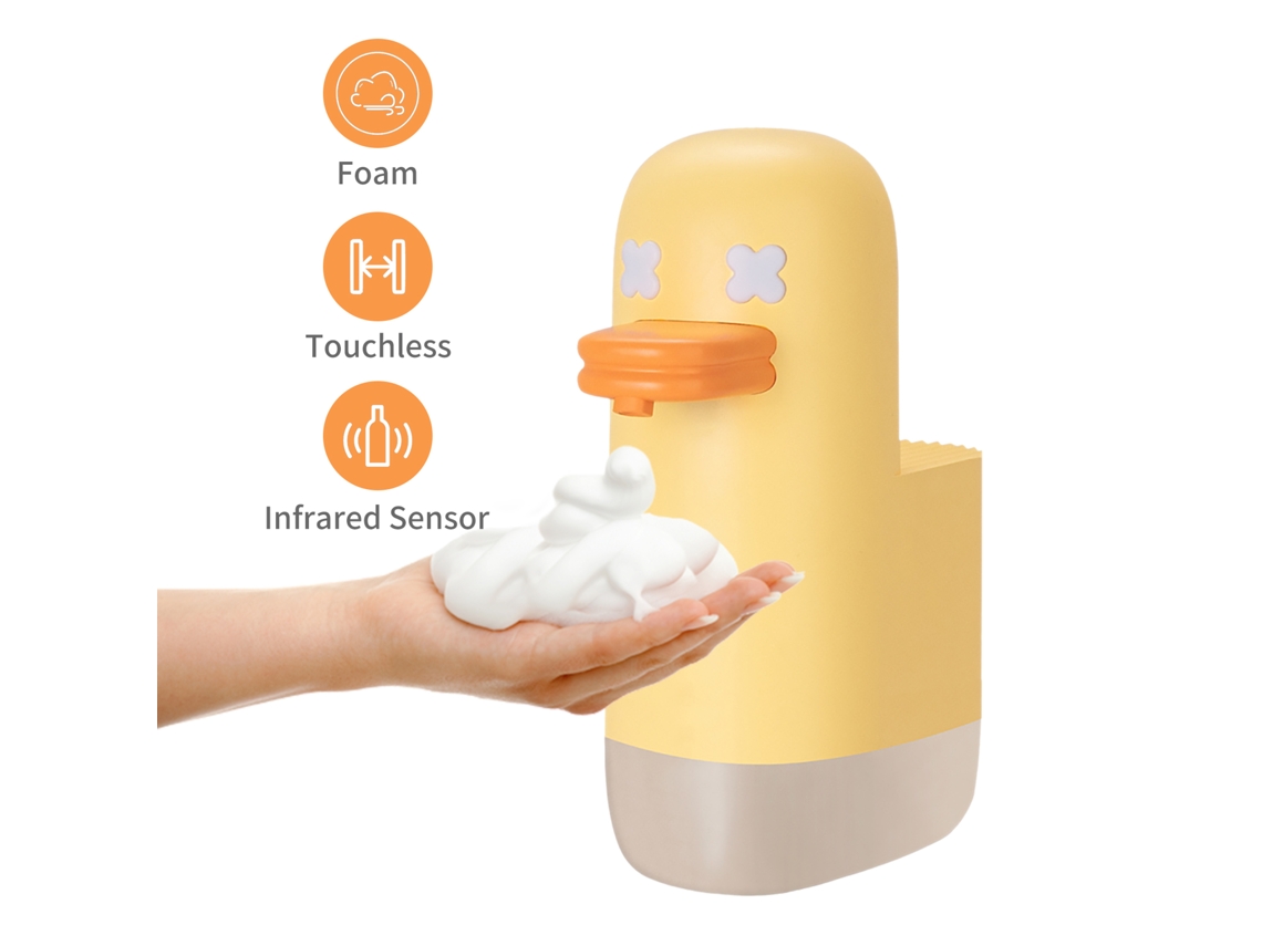 Dispensador De Sabão Em Espuma Automático Sem Contato Pato Fofo 350ml Usb Para Cozinha Banheiro Hotel