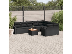 Conjunto de sofás de jardín de 10 piezas DKD Home Decor con cojines de mimbre negros