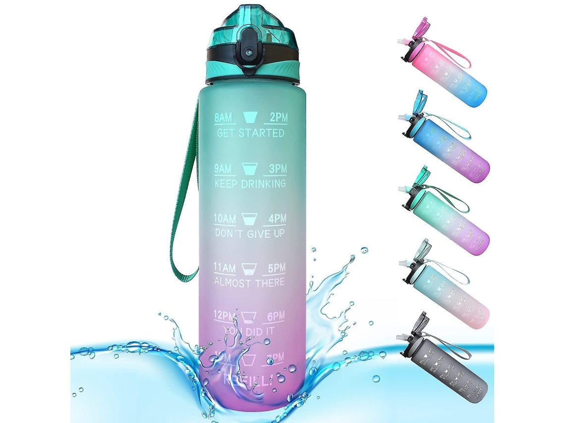 Botella De Agua Deportiva 1 Litro Con Marcaciones De Tiempo Y Pajitas Botellas De Agua Abren Adecuadas Para Fi Rosewell