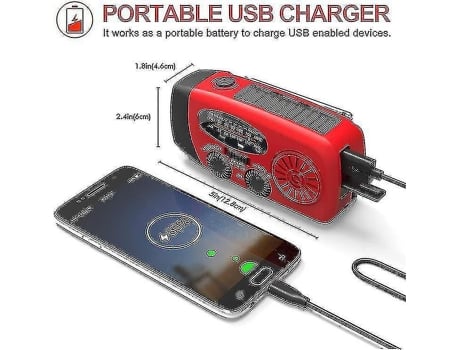 Radio Nuevo clima solar de manivela de emergencia con cargador de banco de energía de teléfono con linterna LED