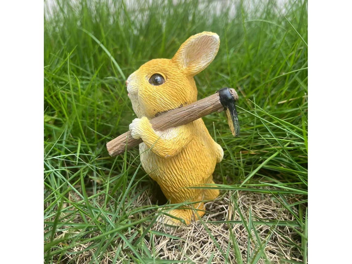 Cabeza de conejo de resina para decoración de jardín en miniatura