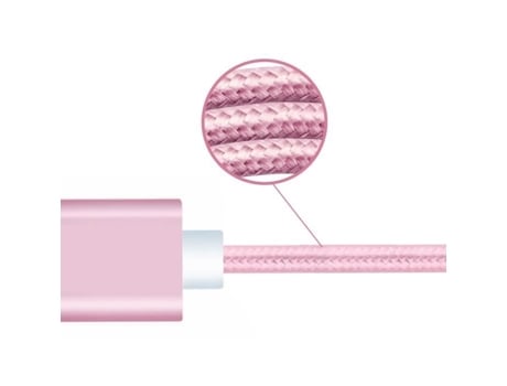 Cable Tipo Fe Trançado Fast Sync Transferência para Samsung Galaxy S21+/S21 PH26 Nylon Rosa