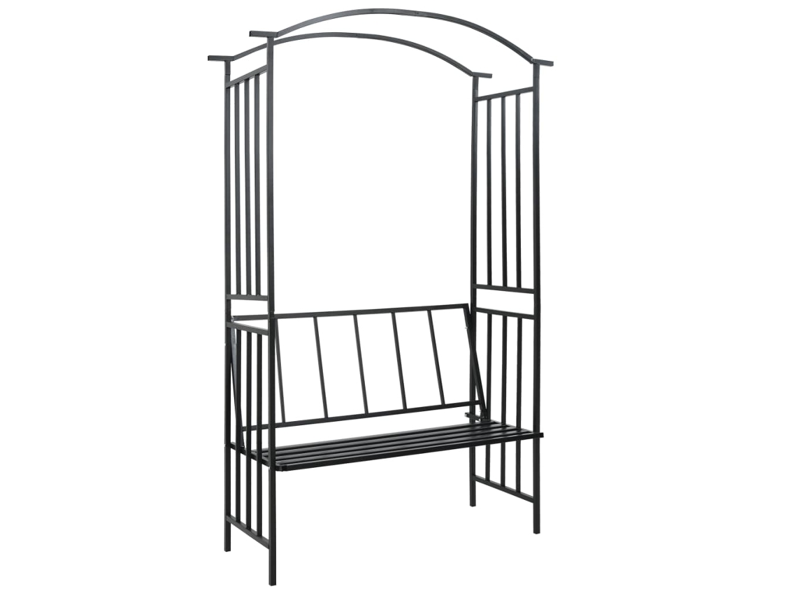 Arco de jardín con banco (128 x 50 x 207 cm, hierro negro, DKD Home Decor)