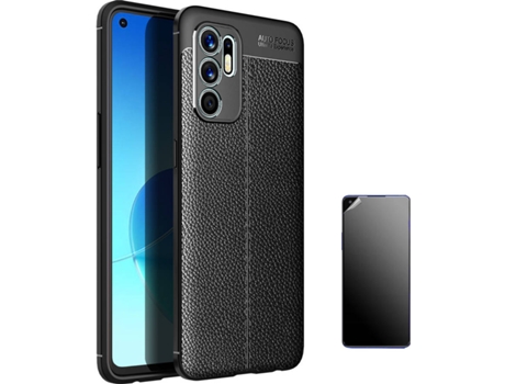 Funda + Protector de Pantalla Oppo Reno6 5G Rugged Leather Negro