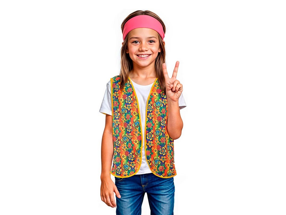 Chaleco Hippie floral naranja infantil