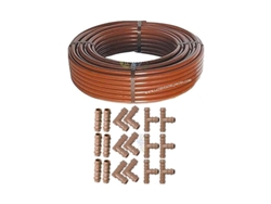 Tuberia de Goteo 16Mm 50 Metros Marron Sin Goteros 6 Te 6 Codo 6 Enlace SUINGA