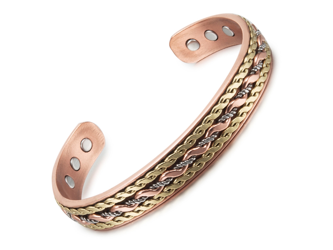 Pulsera de cobre, pulsera magnética retorcida para terapia, tamaño ajustable.