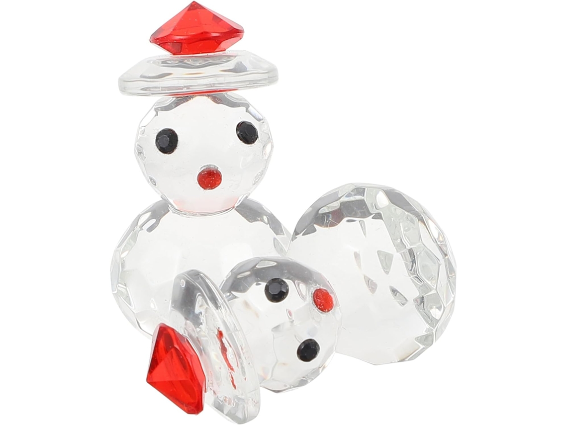 Figuras Muñeco Nieve Cristal 2 Piezas Decoración Navideña Resistente Estar Oficina Gorro Nariz Rojos Sala