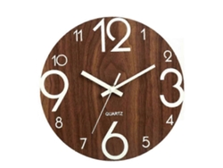 Reloj de pared silencioso de madera iluminado de 30 cm para cocina interior y exterior